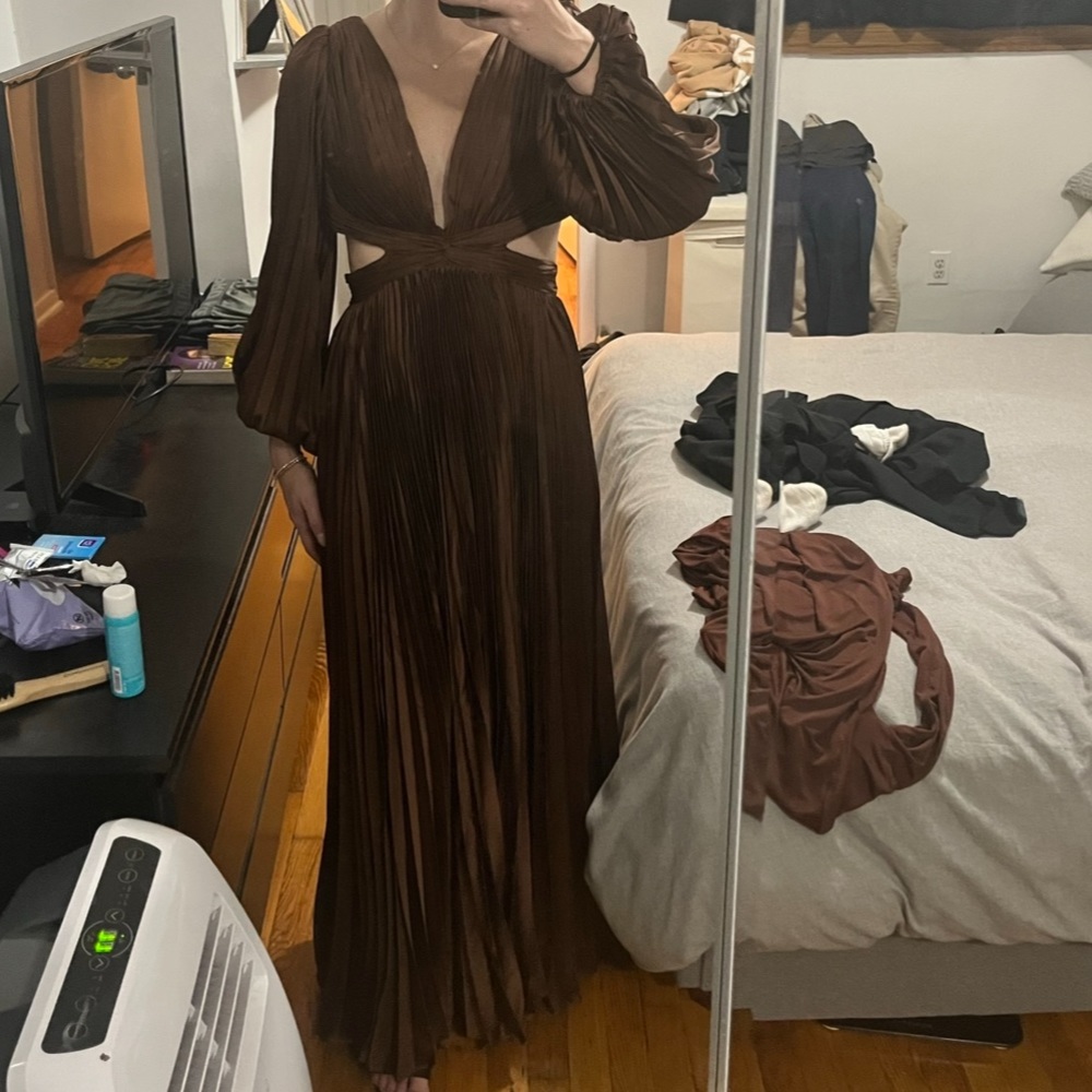 Mac Duggal Satin V Neck Gown